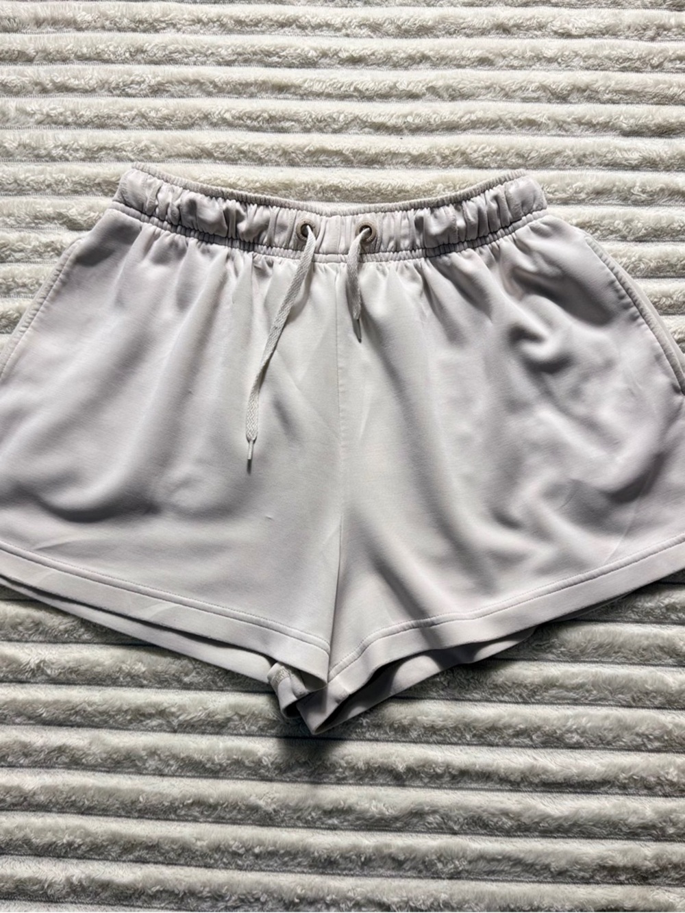 Oysho Women’s Sweat Shorts White Modal Polyester Drawstring Relaxed Size M